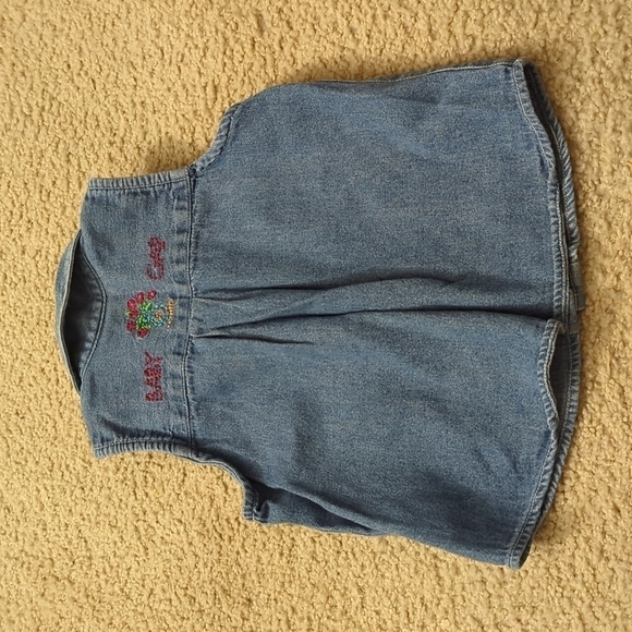 Gap Baby Gap Colorful Embroidery Floral Heart Buttons Soft Denim Vest 6-12 Month - Picture 6 of 7
